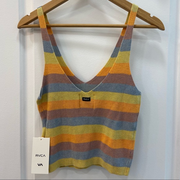 RVCA Rainshadow Sweater Tank Retro 70s Stripped Small - Picture 4 of 5